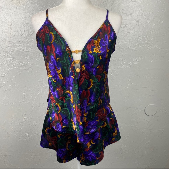 Vintage Other - Vintage 90s Cinema Etoile floral paisley pajama set, tank & shorts size Medium